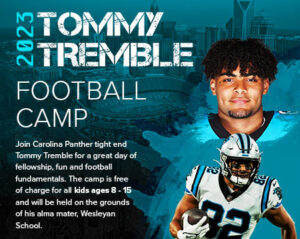 A thumbnail of a digital poster design for the 2023 Tommy Tremble Football camp