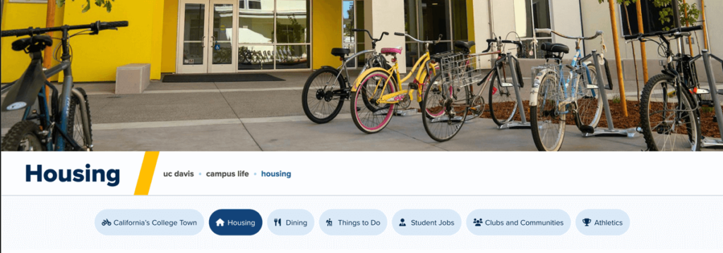 screenshot of the subnavigation experience on ucdavis.edu