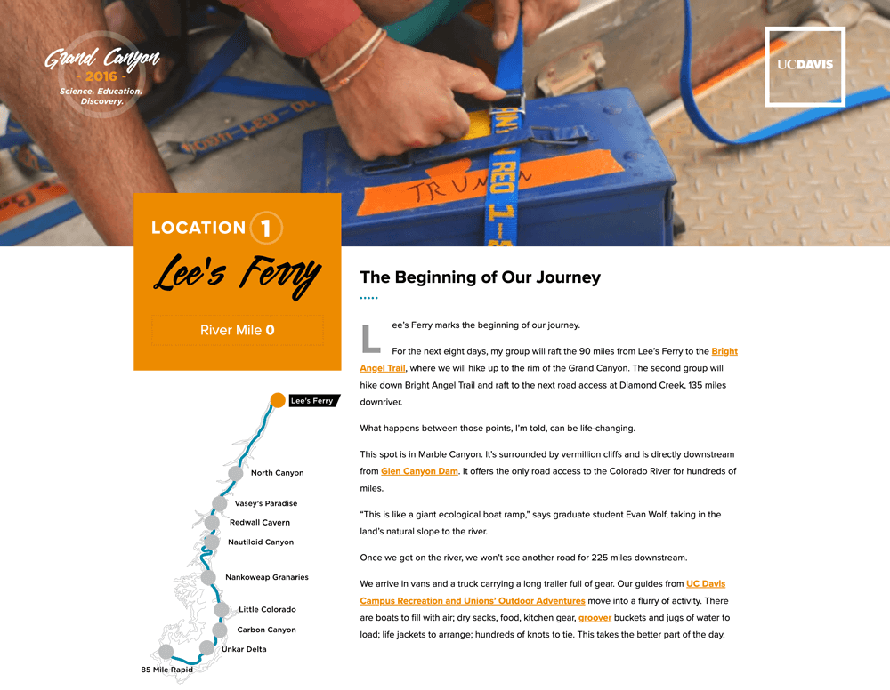 screen cap of an internal page of the grand canyon website designed by tom watts