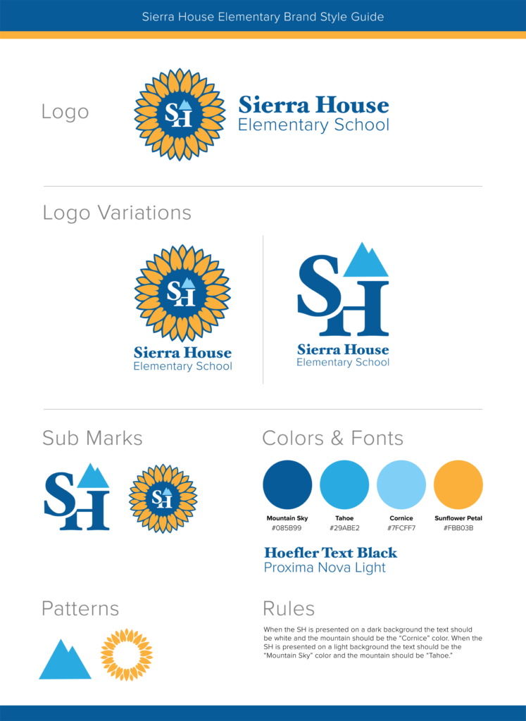 A style guide designed by Tom Watts for Sierra House Elementary school
